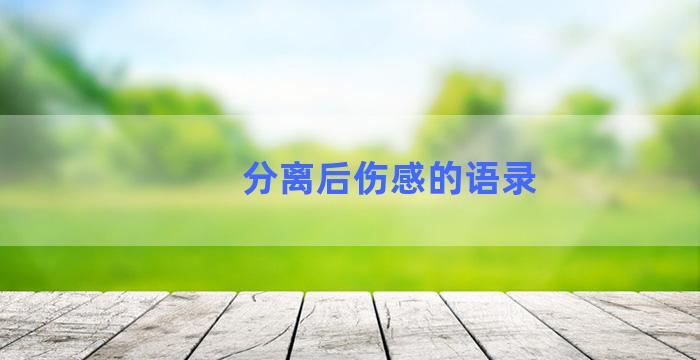 分离后伤感的语录