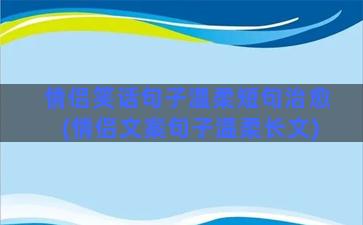 情侣笑话句子温柔短句治愈(情侣文案句子温柔长文)