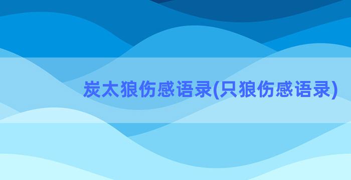 炭太狼伤感语录(只狼伤感语录)